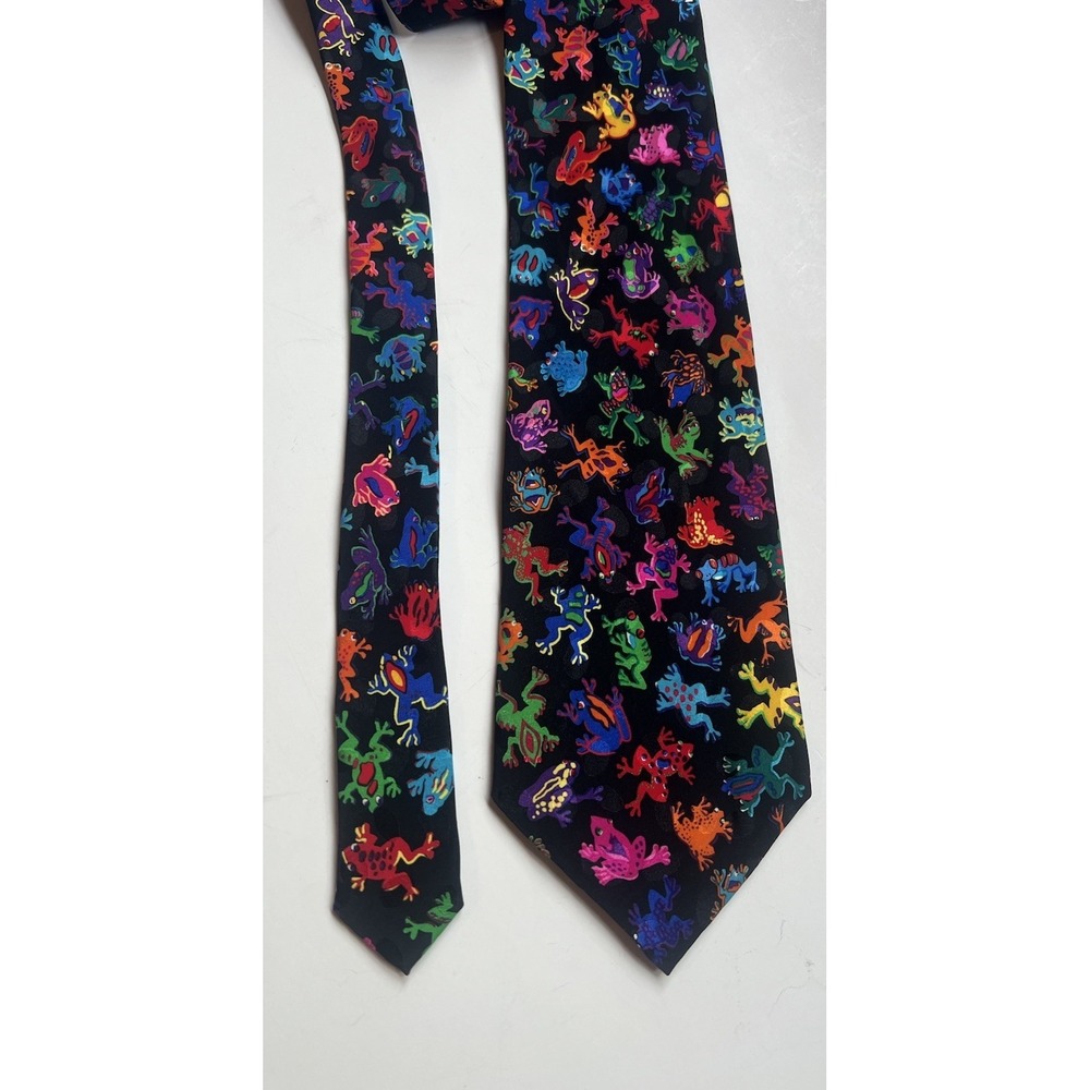 Addiction Neon Tree Frog 100% Silk Tie